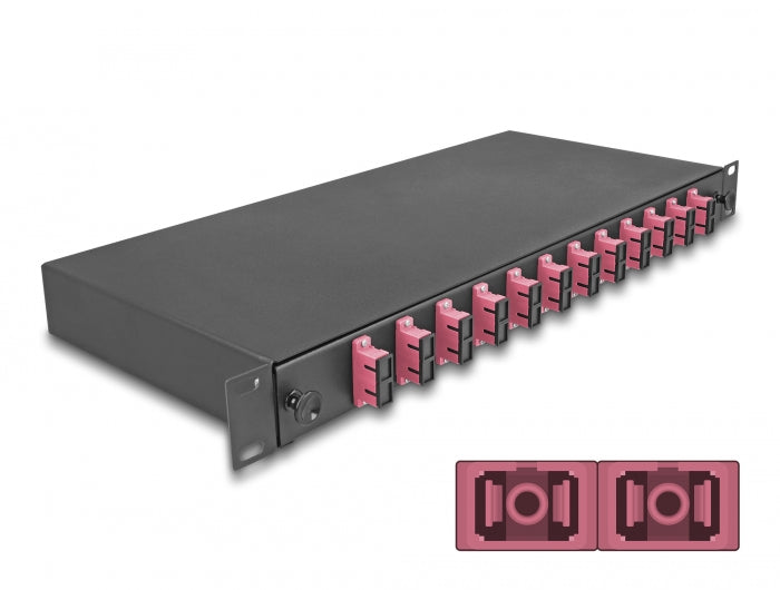 Delock 19? LWL Spleißbox 12 x SC Duplex OM4 1HE spleißfertig komplett bestückt Delock 19? LWL Spleißbox 12 x SC Duplex OM4 1HE spleißfertig komplett bestückt